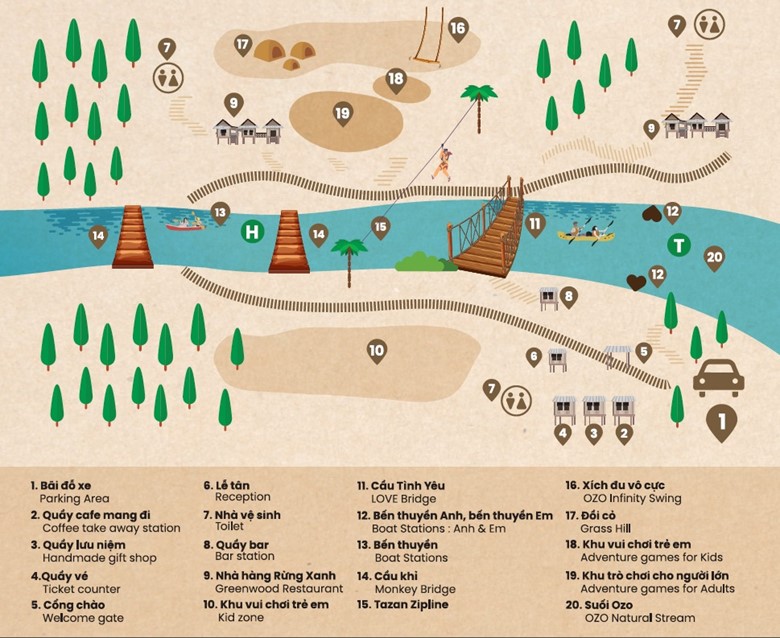 Bản đồ tham quan Công viên Ozo Quảng Bình